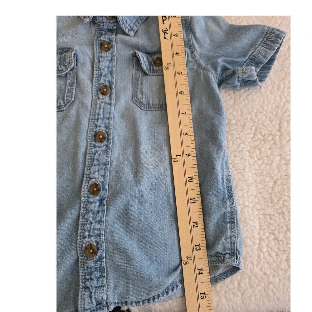 Old Navy Denim‎ Shirt Boy 3T Light Blue Chambray Short Sleeve Western Button Up
